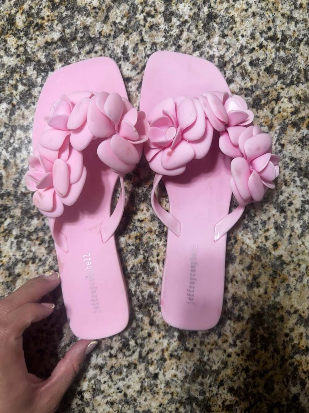 Jeffrey Campbell Fleuris Pink Jelly Flower Thong Sandals